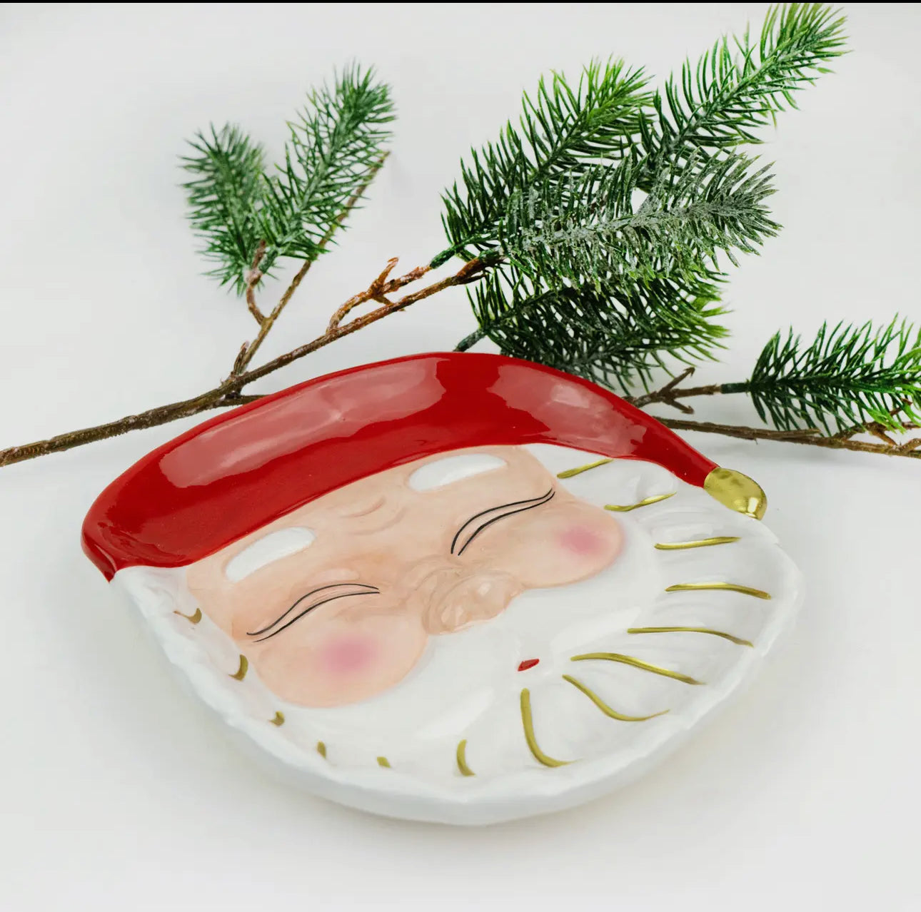 Red Santa Dessert Plate