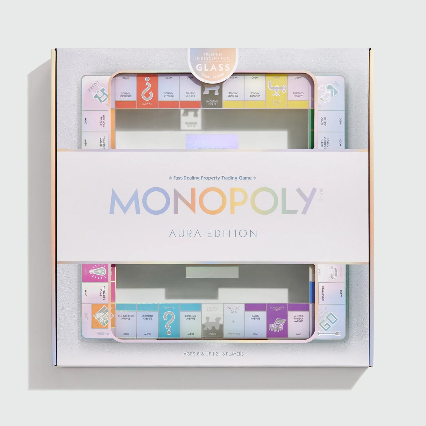 Monopoly Aura Glass Game | Luxe Iridescent Board Game for Stylish Game Nights