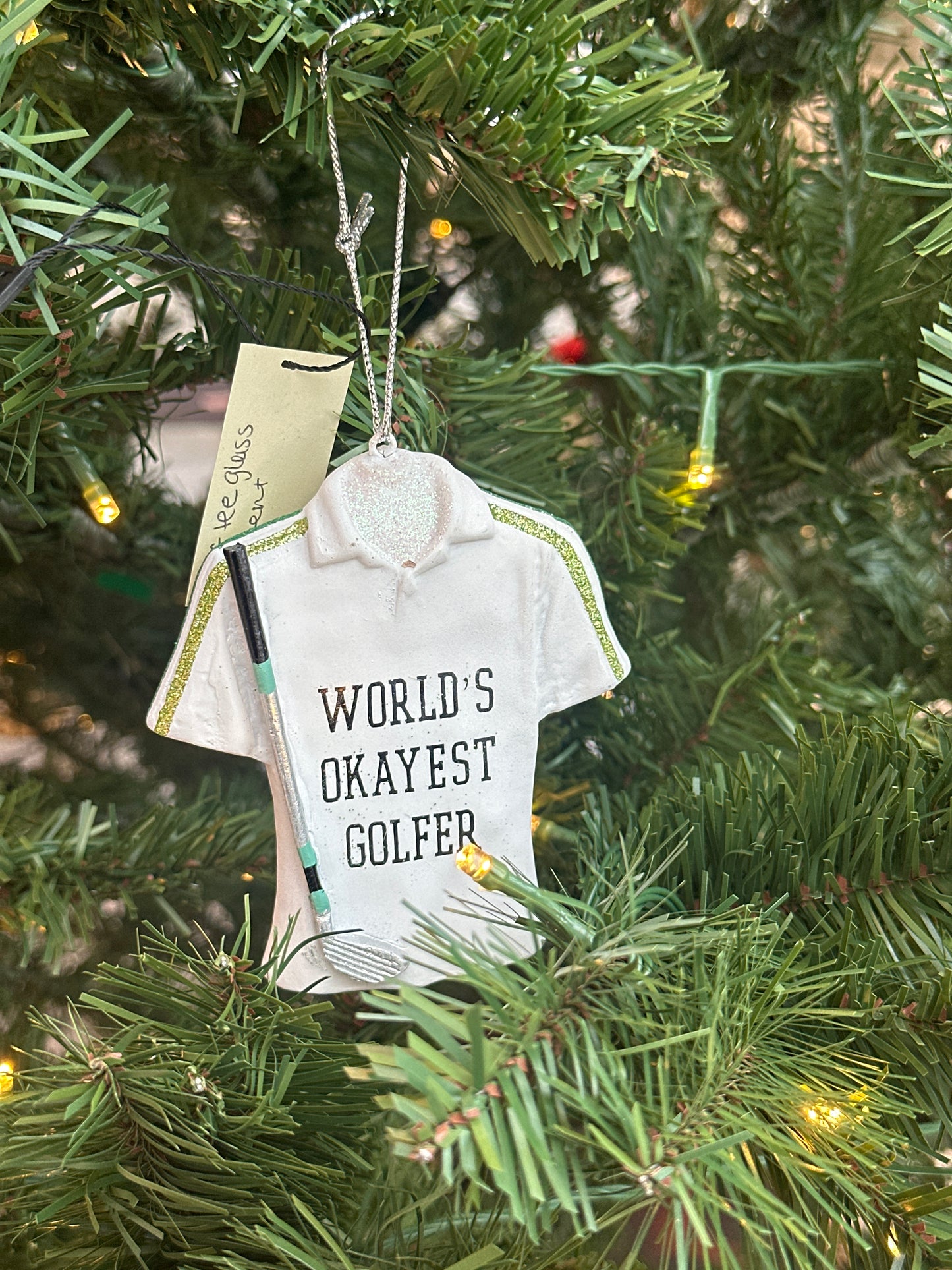 Golf tee glass ornament