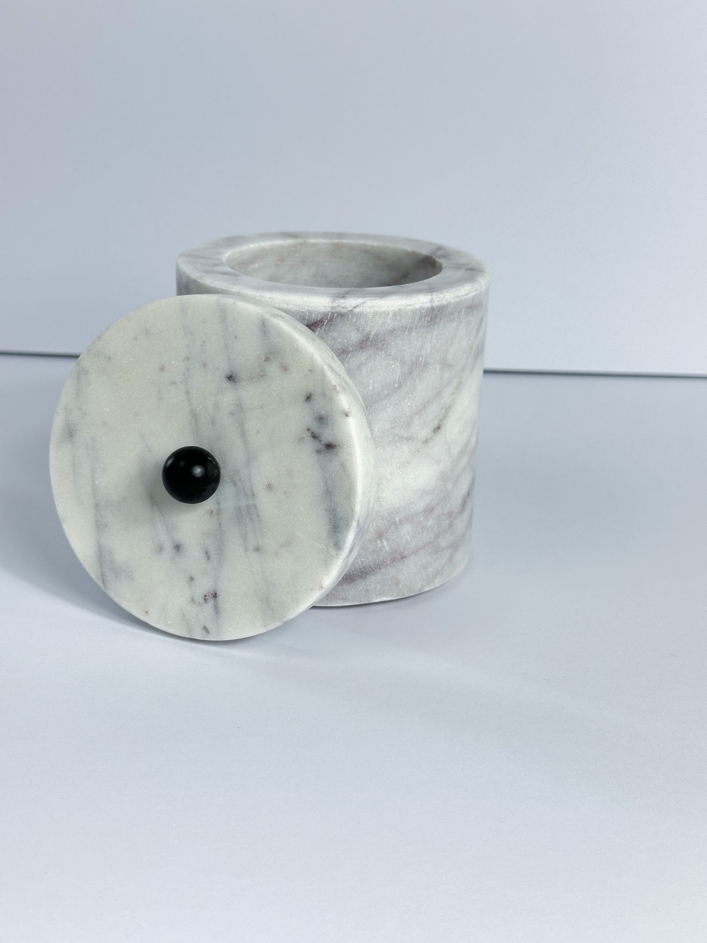 White and Grey Marble Storage Container