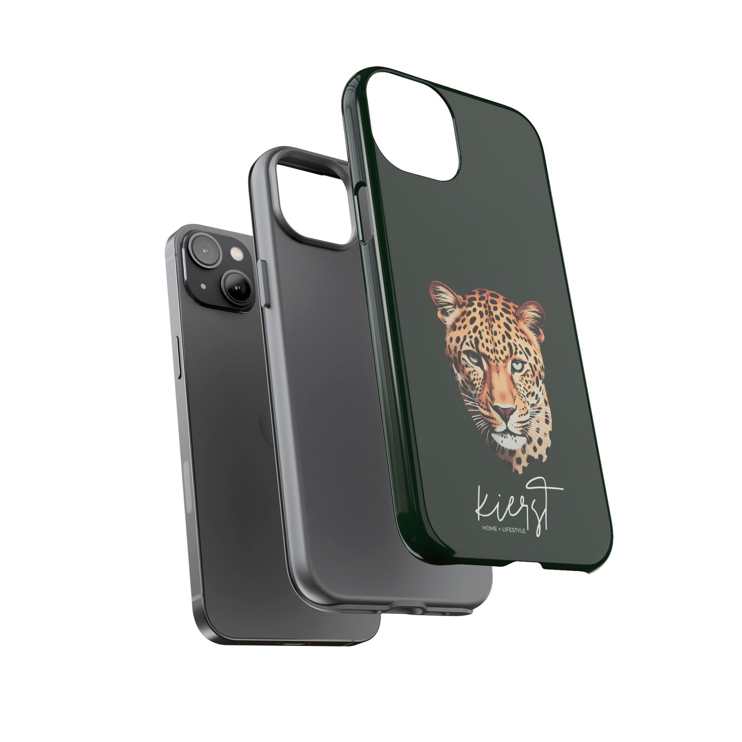 Leopard Head on Signature Midnight Pine iPhone Case | Designed to Stand Out