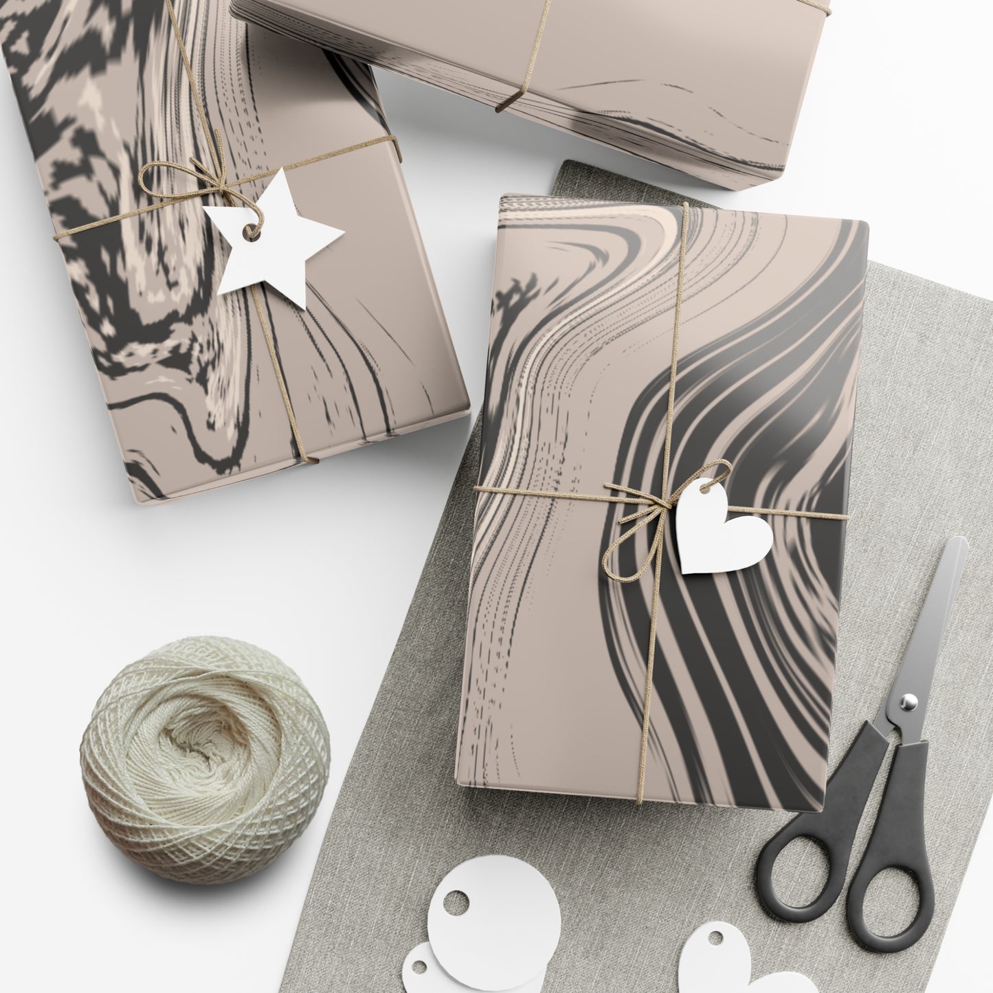 Cream, Grey, and Taupe Marble Gift Wrapping Paper