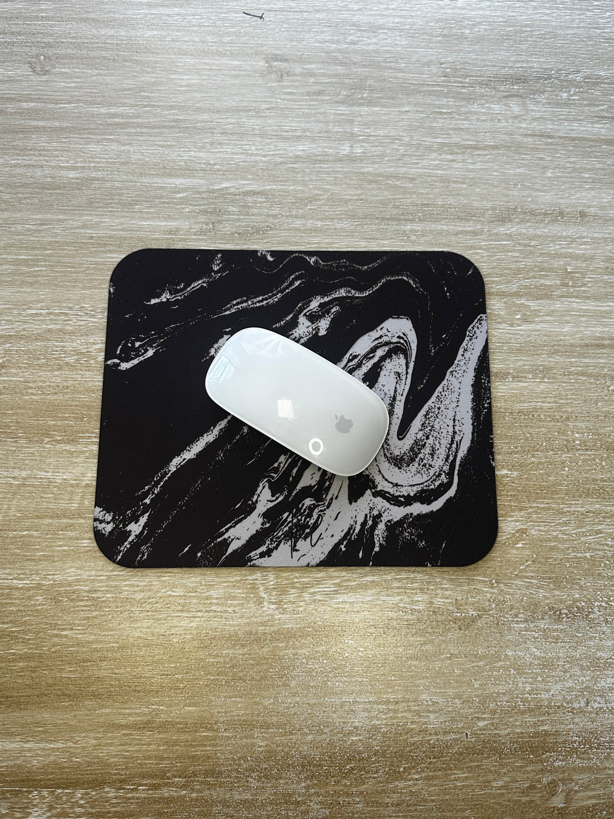 Cream Marble on Signature Velvet Noir Mouse Pad