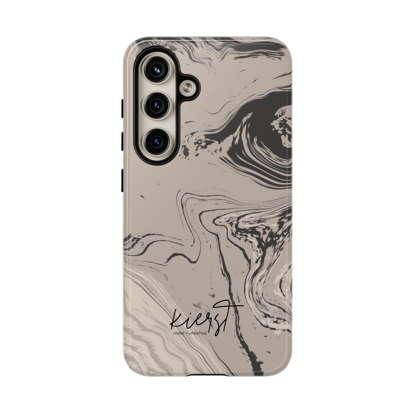 Cream, Grey, and Taupe Marble Samsung Galaxy Phone Case | Rich Swirls, Neutral Motion