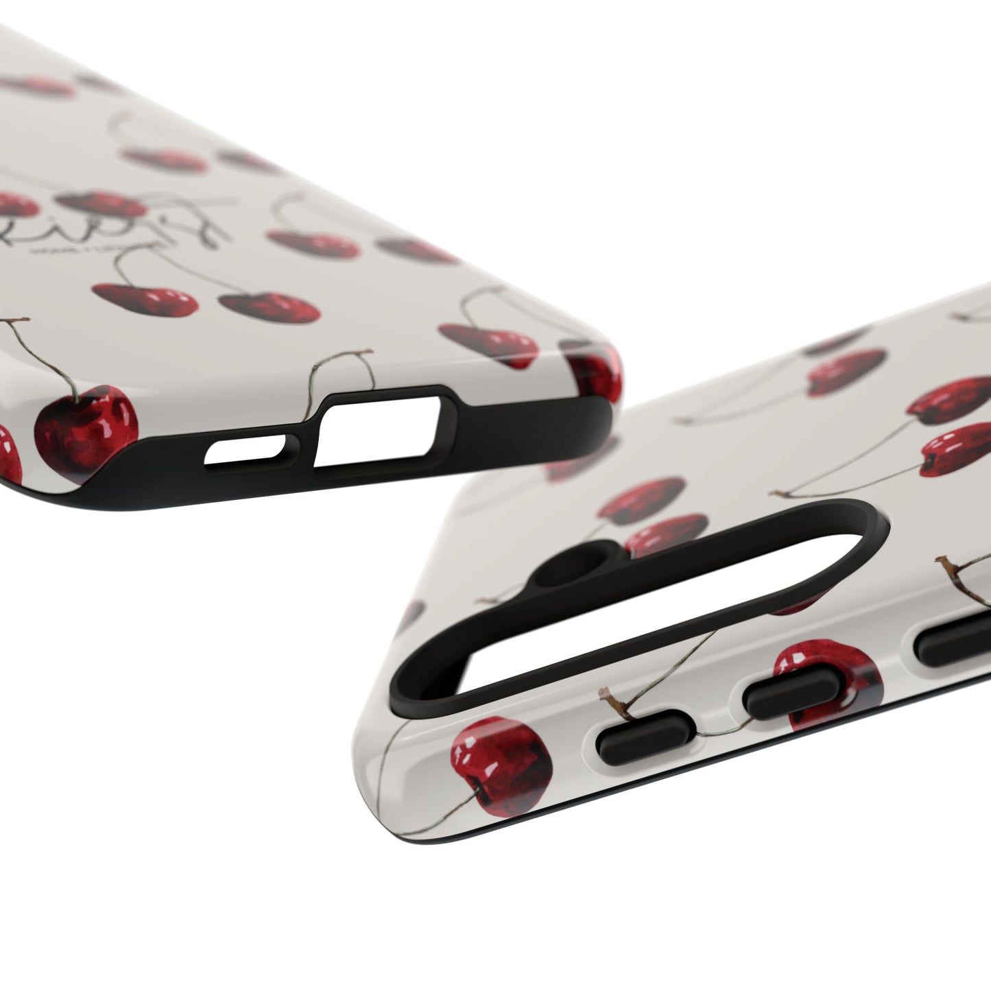 Moody Cherry Stems on White Bone Samsung Galaxy Case | Understated Luxury With A Playful Bite