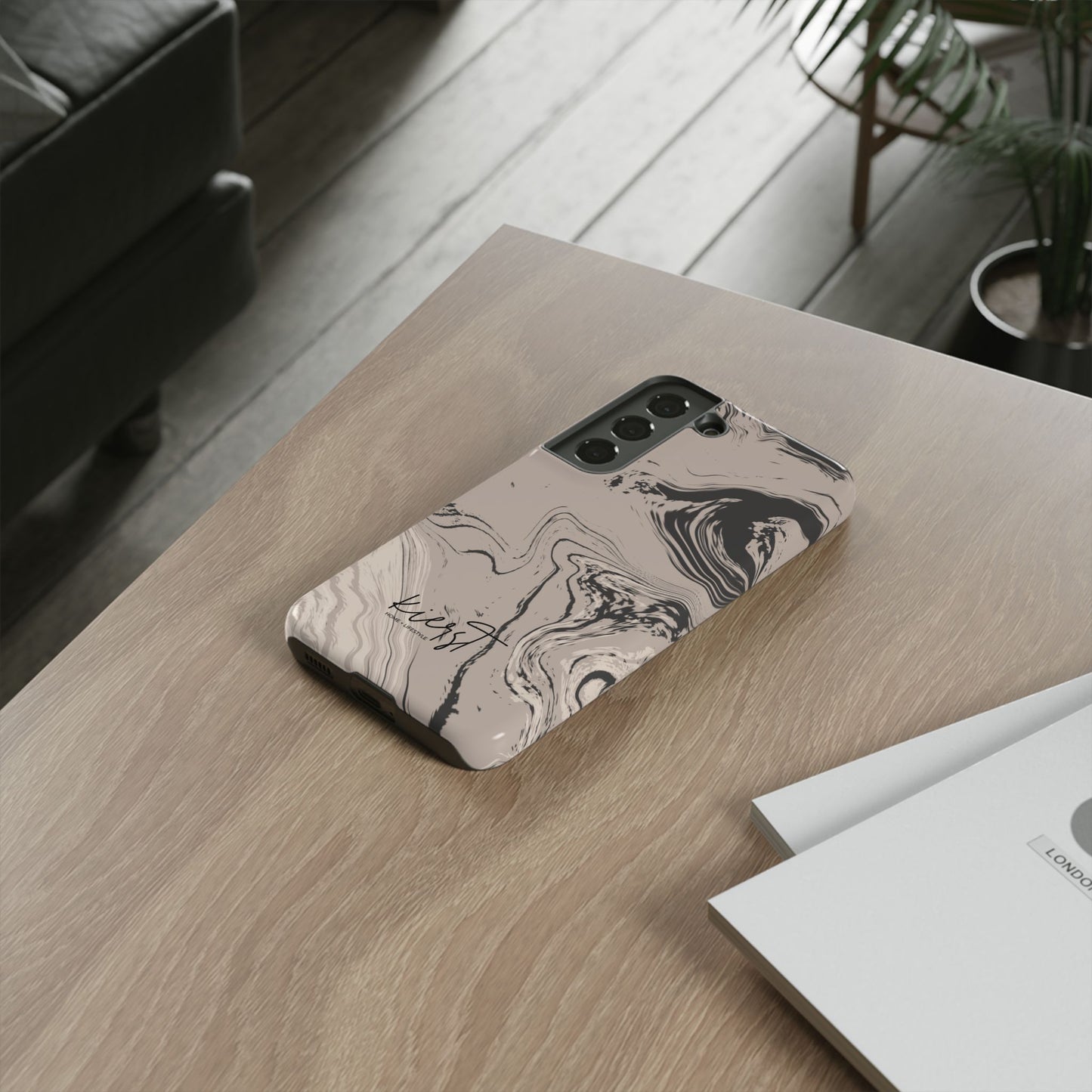 Cream, Grey, and Taupe Marble Samsung Galaxy Phone Case | Rich Swirls, Neutral Motion