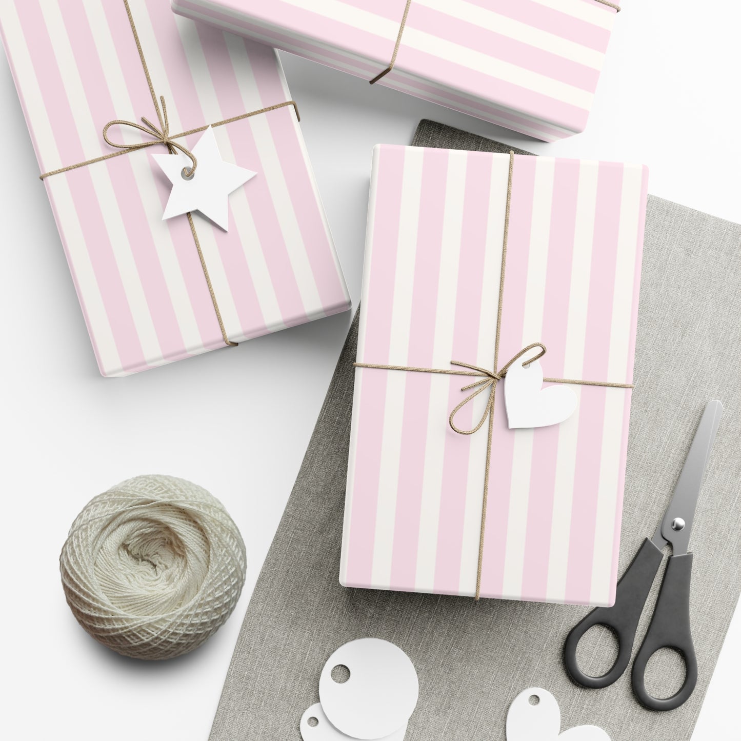 kierst Signature Pink and Cream Striped Wrapping Paper
