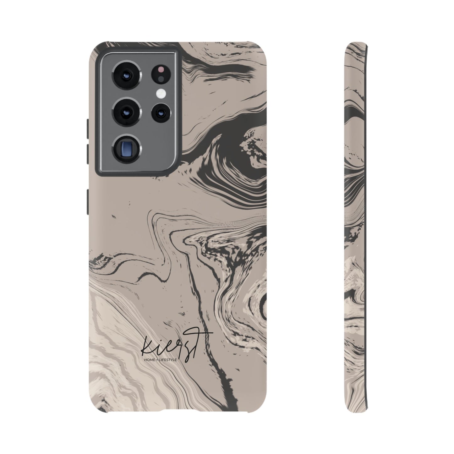 Cream, Grey, and Taupe Marble Samsung Galaxy Phone Case | Rich Swirls, Neutral Motion