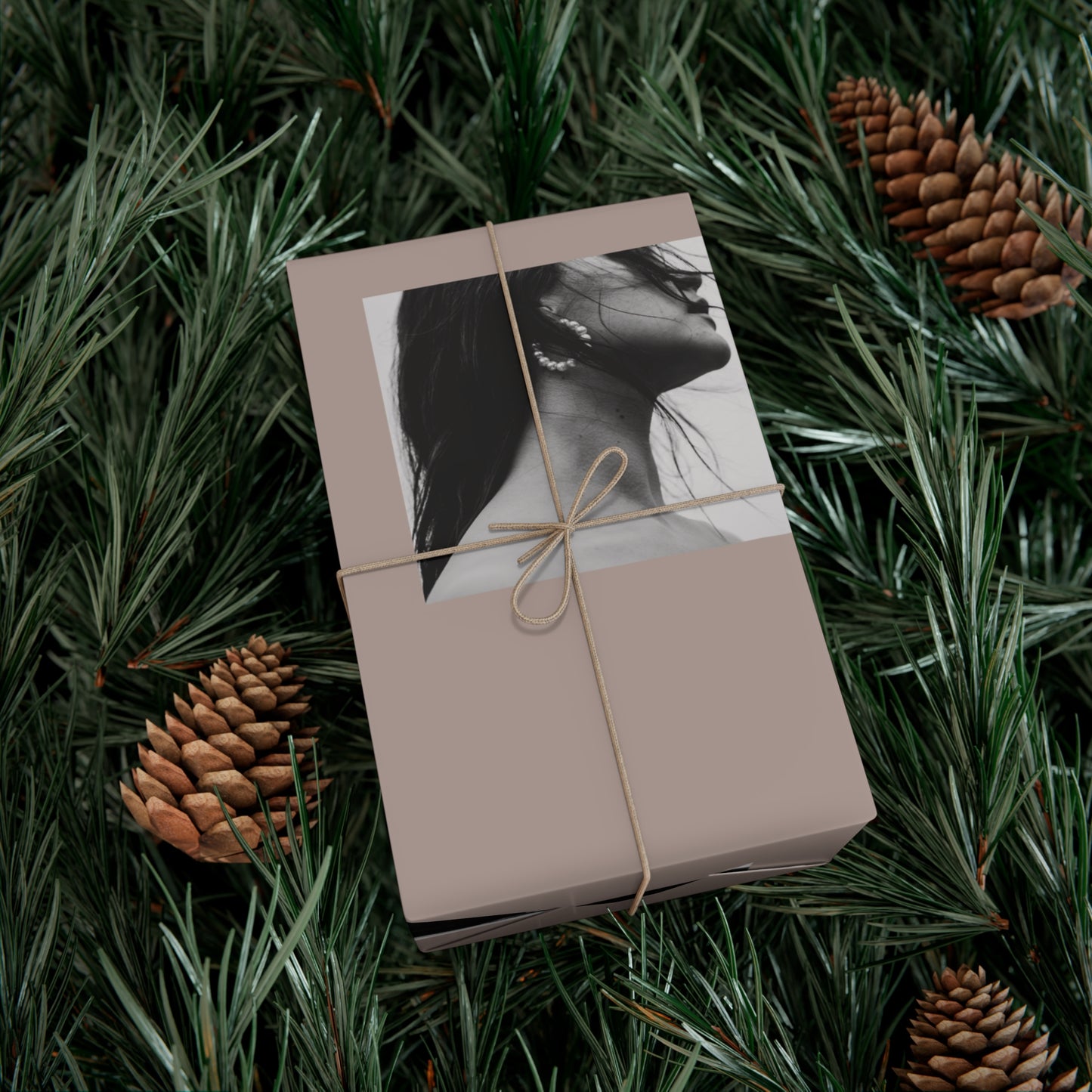 Black + White Fashion Portrait Wrapping Paper