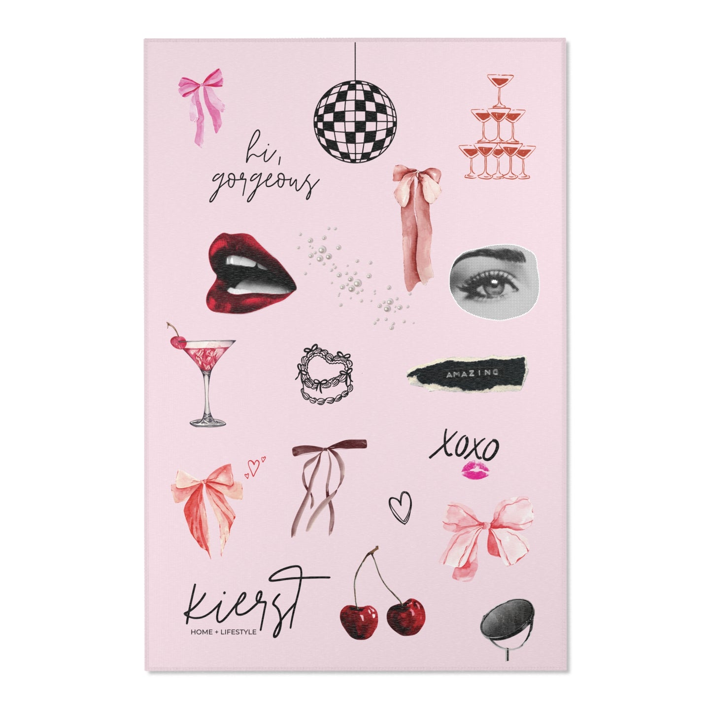 Edge of Romance Area Rug – Portrait Pink Collage Design