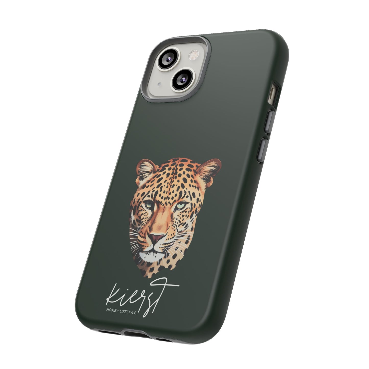 Leopard Head on Signature Midnight Pine iPhone Case | Designed to Stand Out