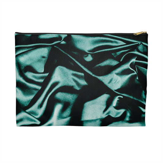 Emerald Silk Print Accessory Pouch | Luxe Layers for Daily Carry
