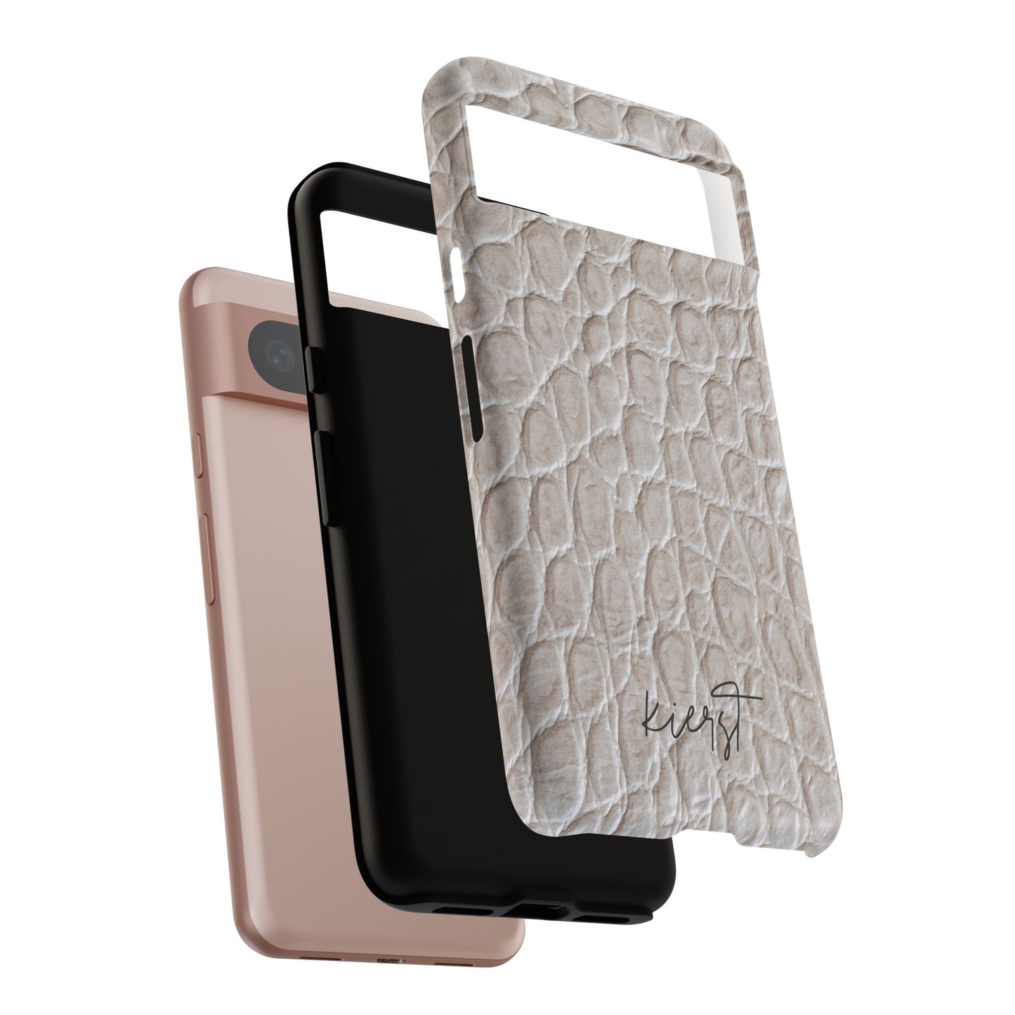 Cream Reptile Print Google Pixel Phone Case | Neutral Texture, Effortless Luxury