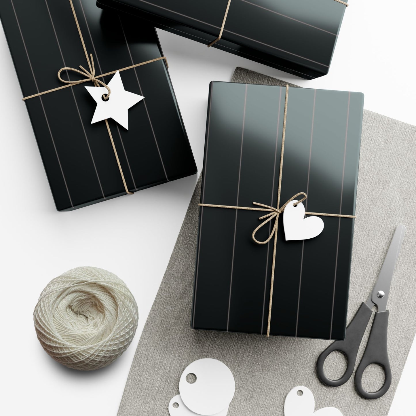 Black With Grey Pinstripe Gift Wrapping Paper