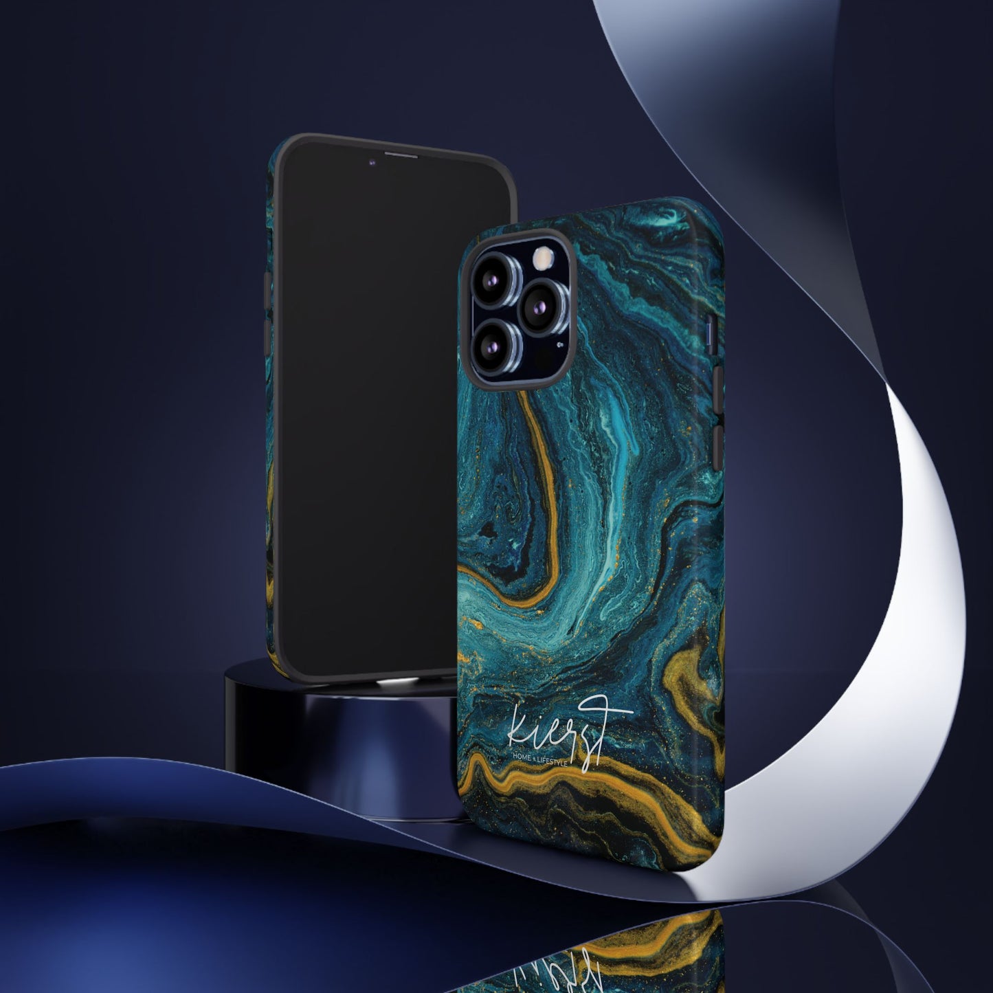 Gold & Teal Marble iPhone Case | Swirled Boldness, Everyday Luxury