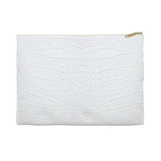 White Alligator Print Accessory Pouch | Subtle Texture-like, Statement Style