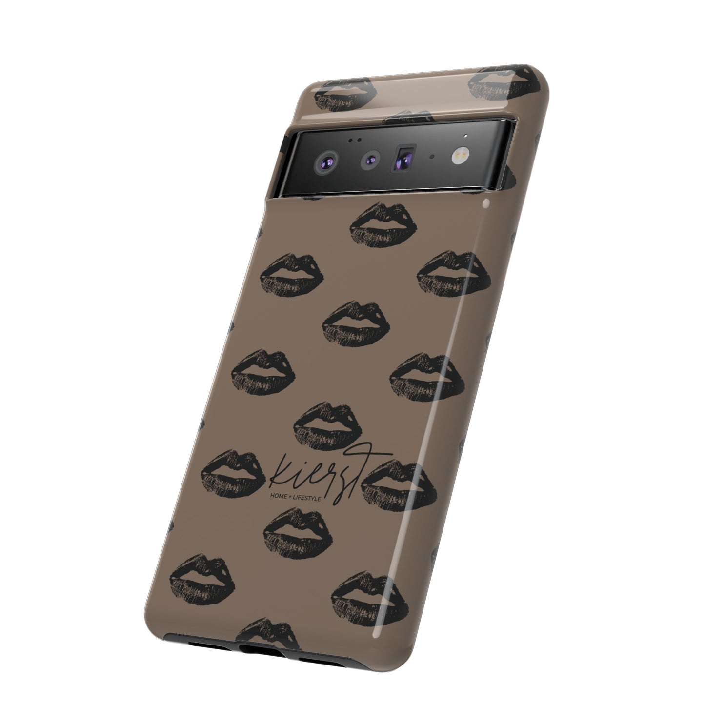 Black Lips on Mocha Google Pixel Phone Case | Soft Edge, Bold Energy