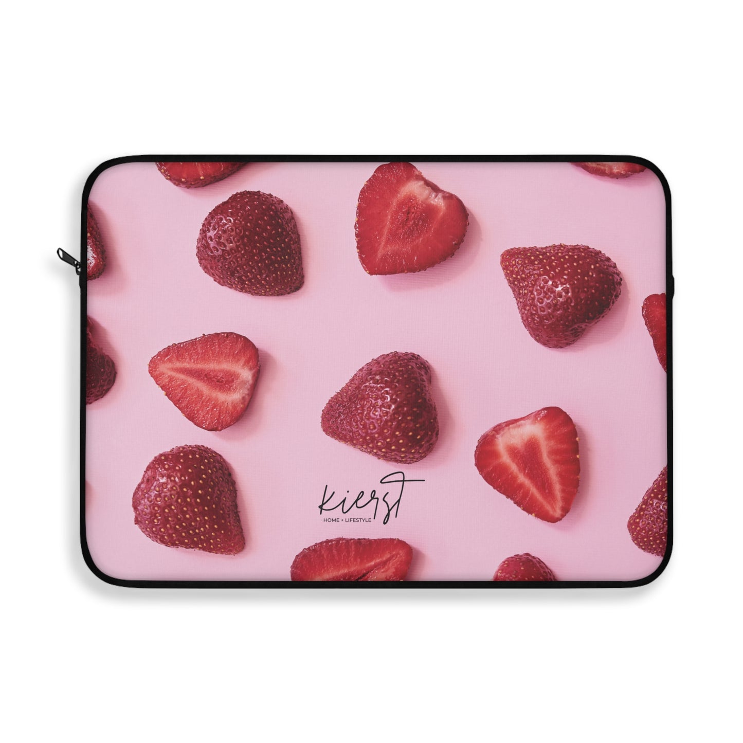 Strawberries Laptop Sleeve – Protective Case with Red Berries on Pink