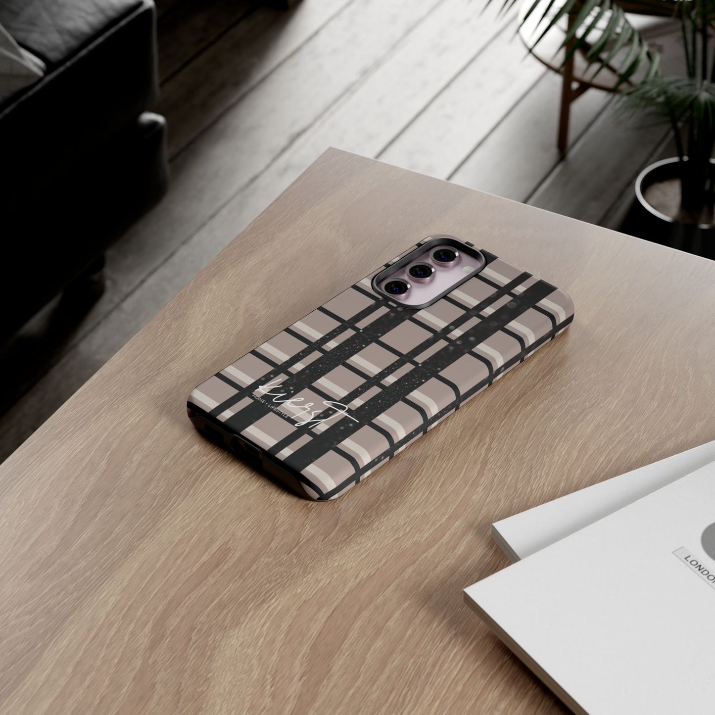 Elevated Neutrals Plaid Samsung Galaxy Case | Structured Style, Soft Edge