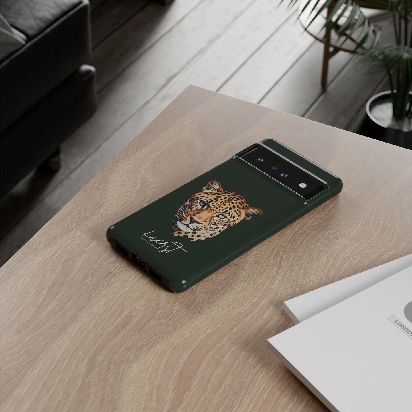 Leopard Head on Signature Midnight Pine Google Pixel Phone Case