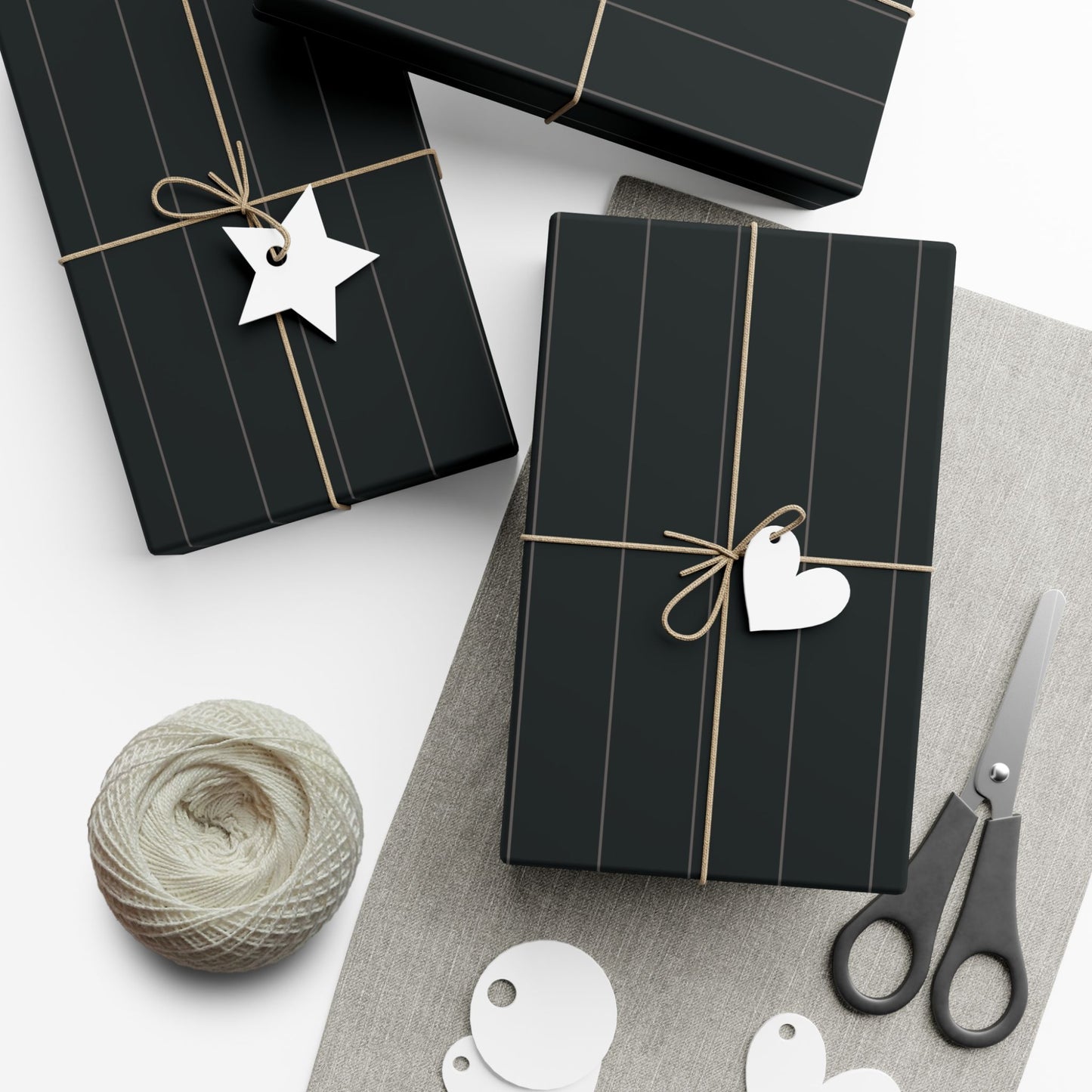 Black With Grey Pinstripe Gift Wrapping Paper