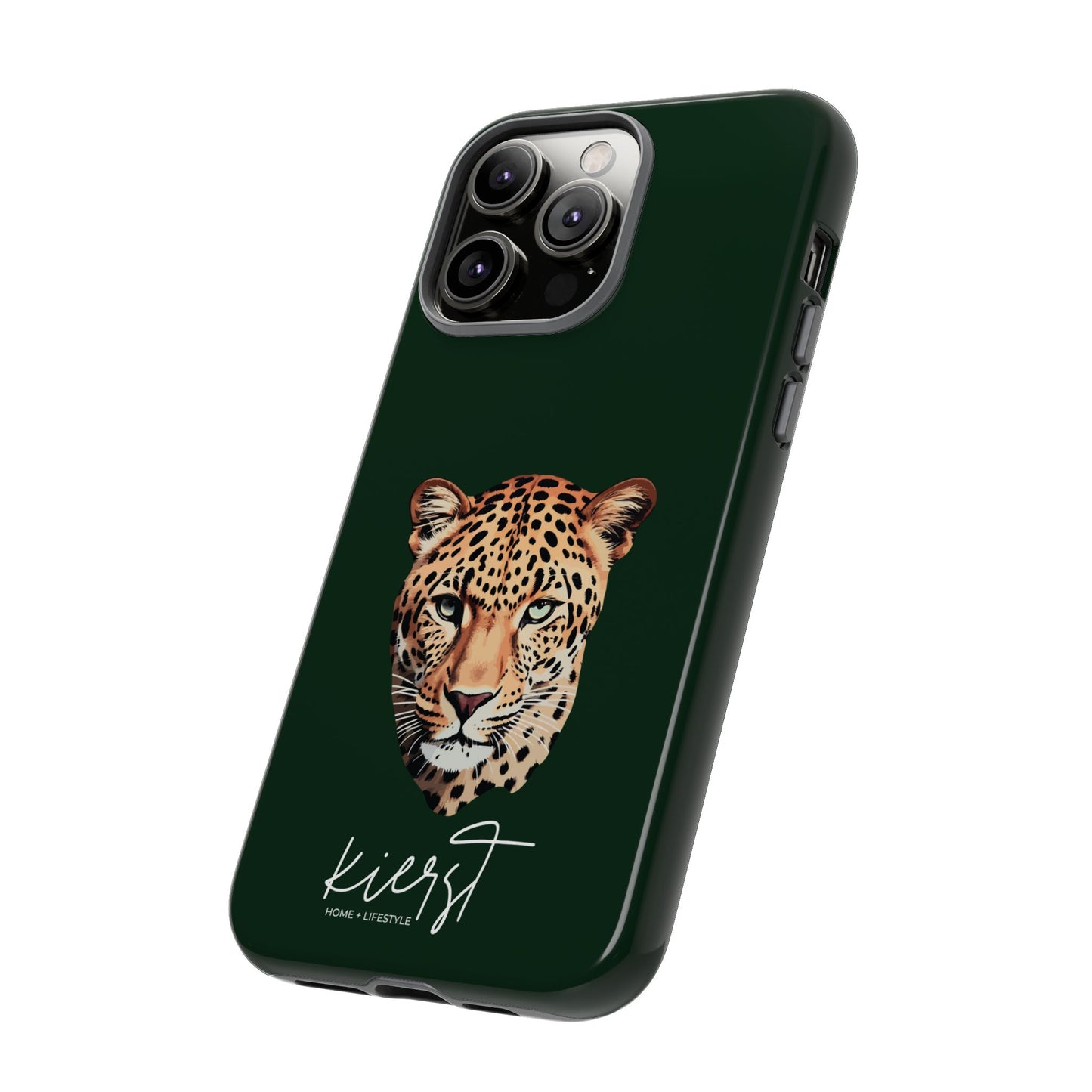 Leopard Head on Signature Midnight Pine iPhone Case | Designed to Stand Out