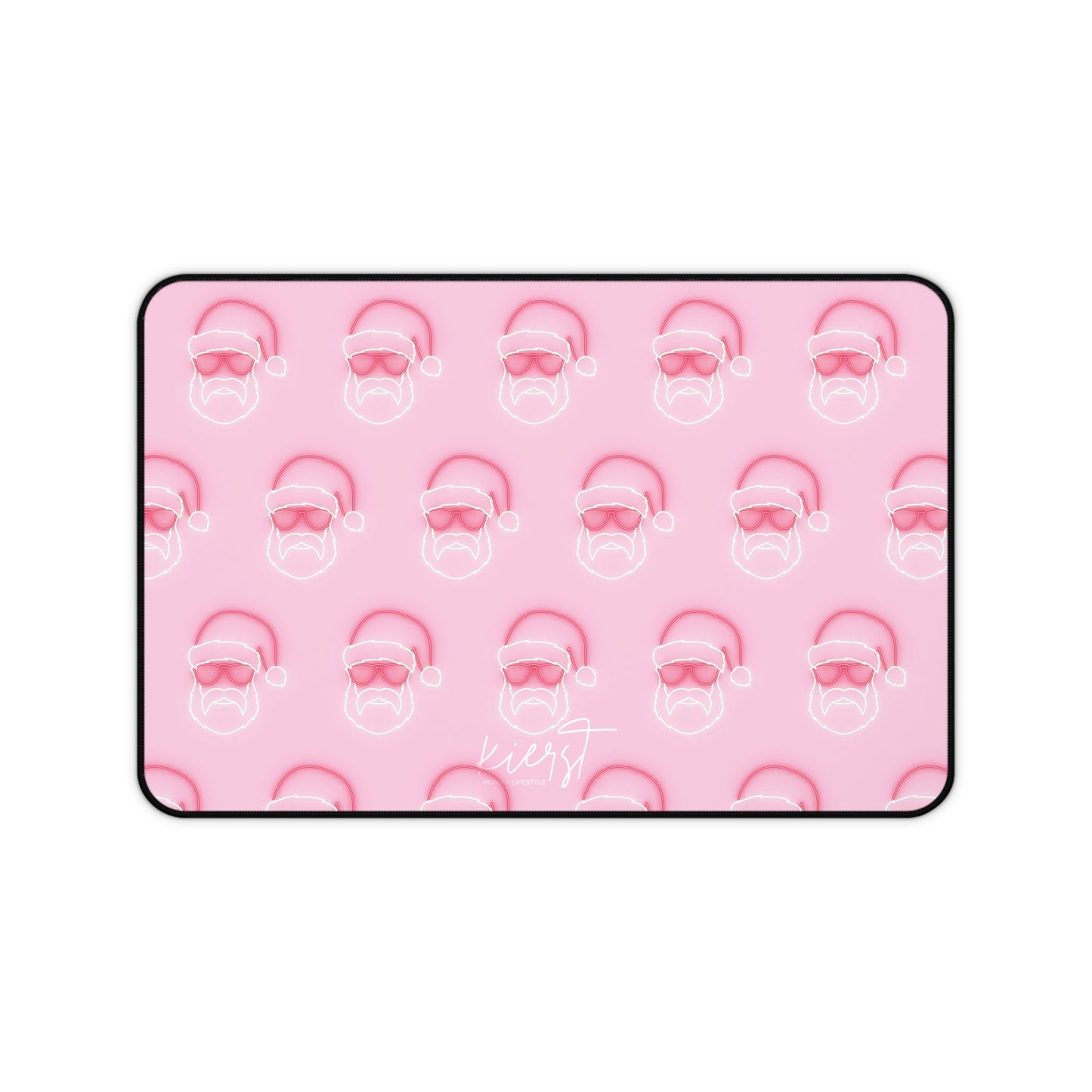 Neon Sign Santa on Pink Desk Mat