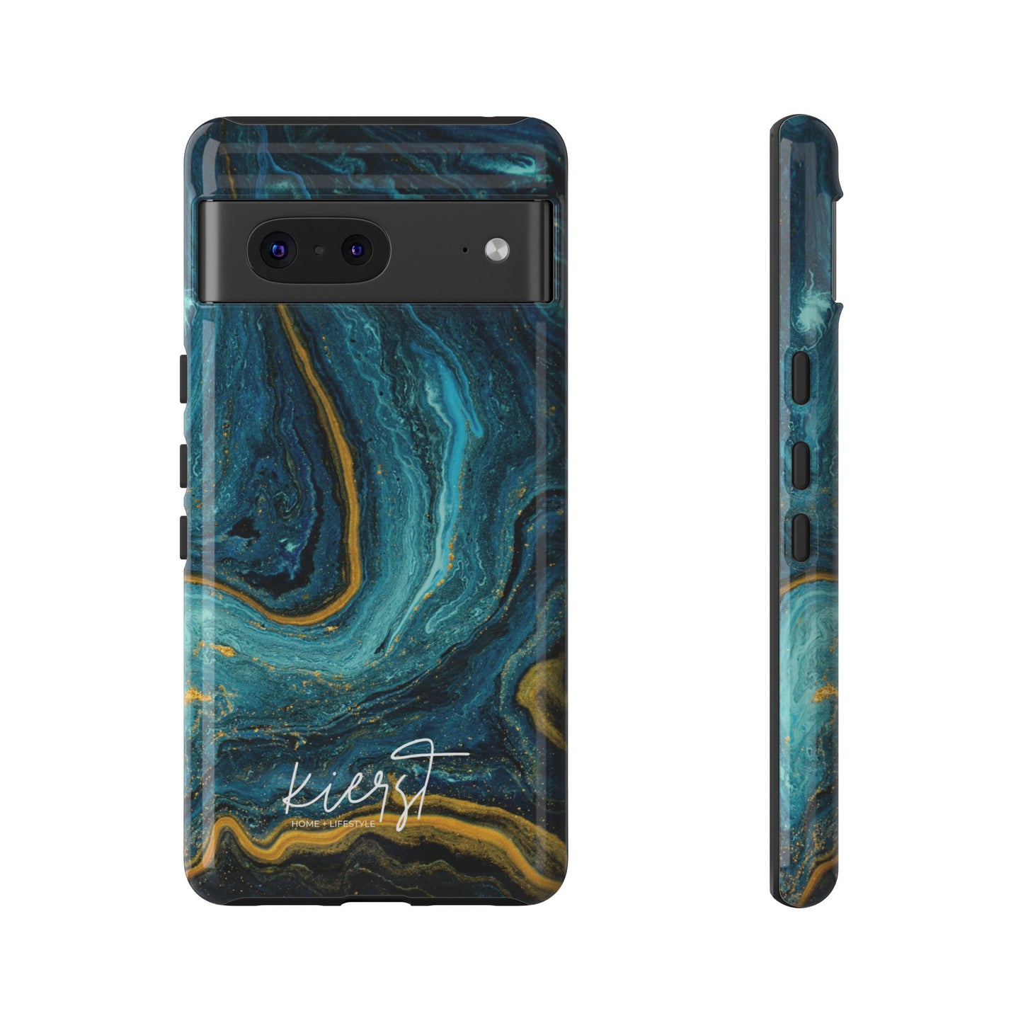 Gold & Teal Marble Google Pixel Case | A Bold Blend of Color & Contrast