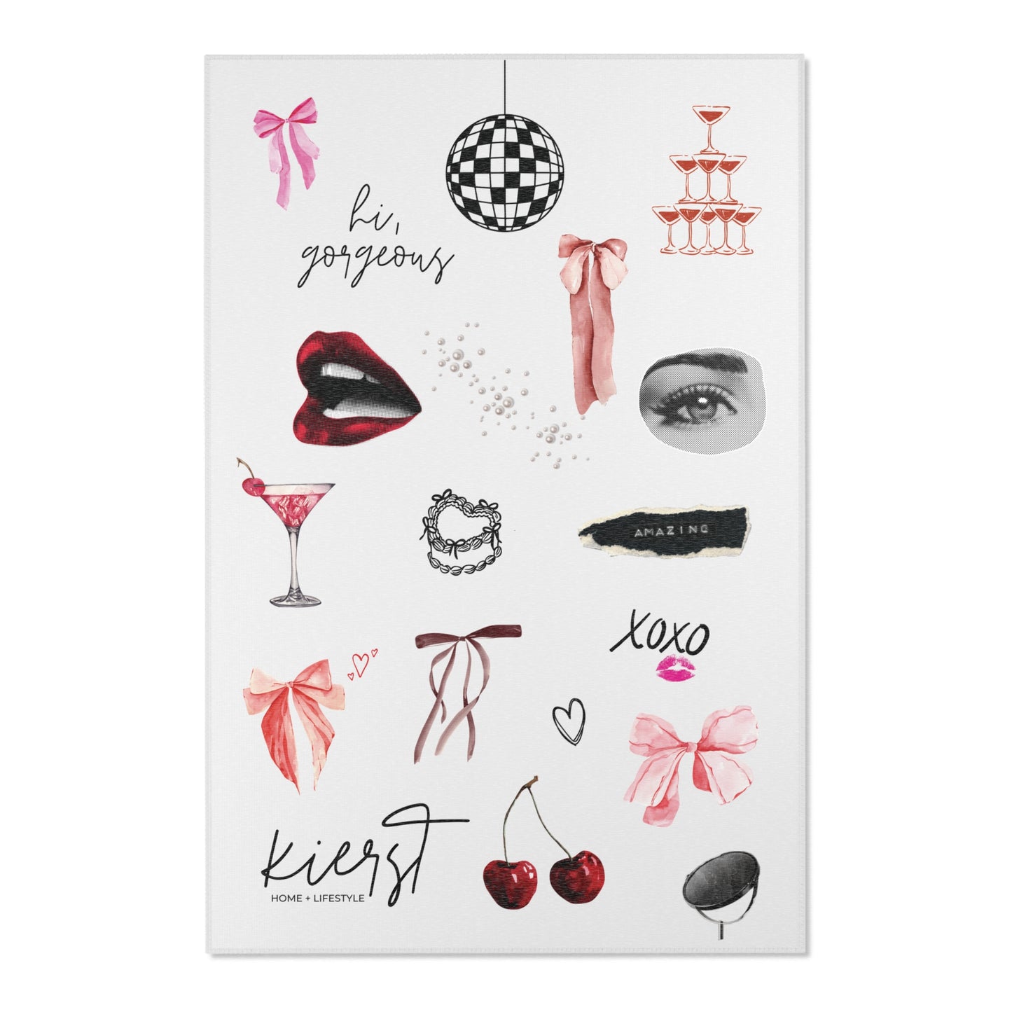 Edge of Romance Area Rug – Portrait Grey Collage Design