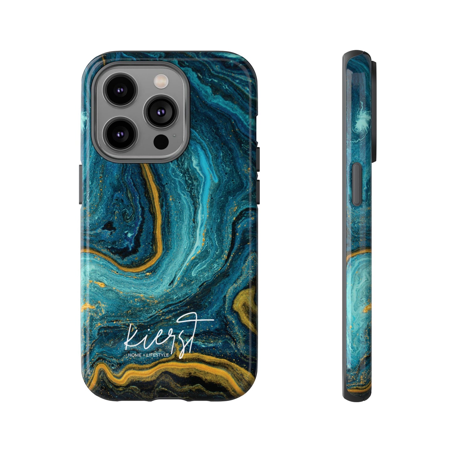 Gold & Teal Marble iPhone Case | Swirled Boldness, Everyday Luxury