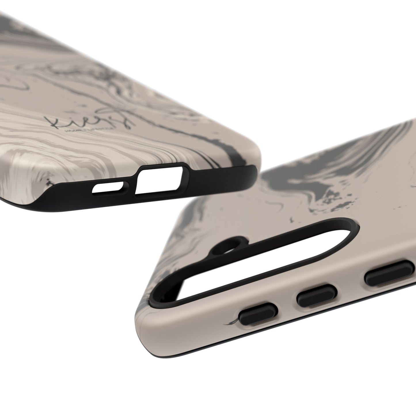 Cream, Grey, and Taupe Marble Samsung Galaxy Phone Case | Rich Swirls, Neutral Motion