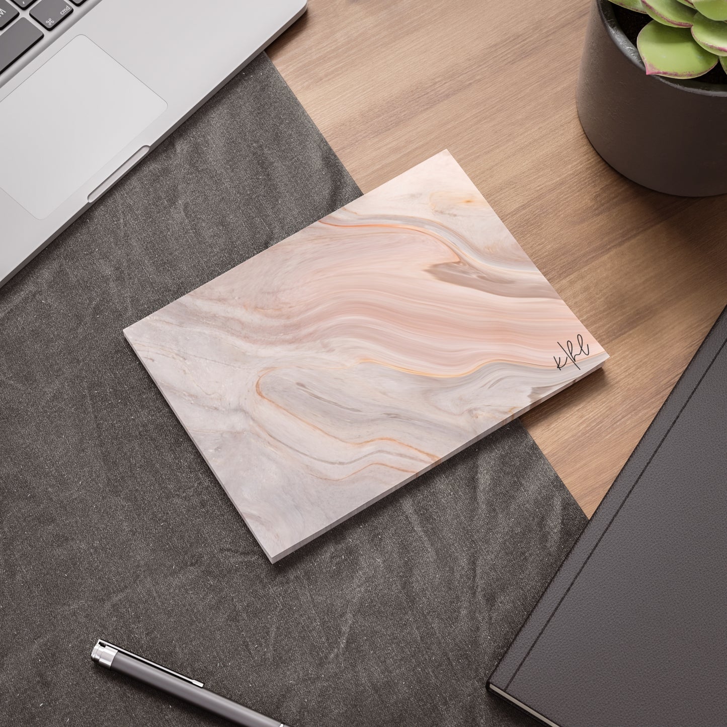 Blush Swirl Marble Post-it® Note Pad | Soft Pink Marble-Inspired Sticky Notes for Chic Desks