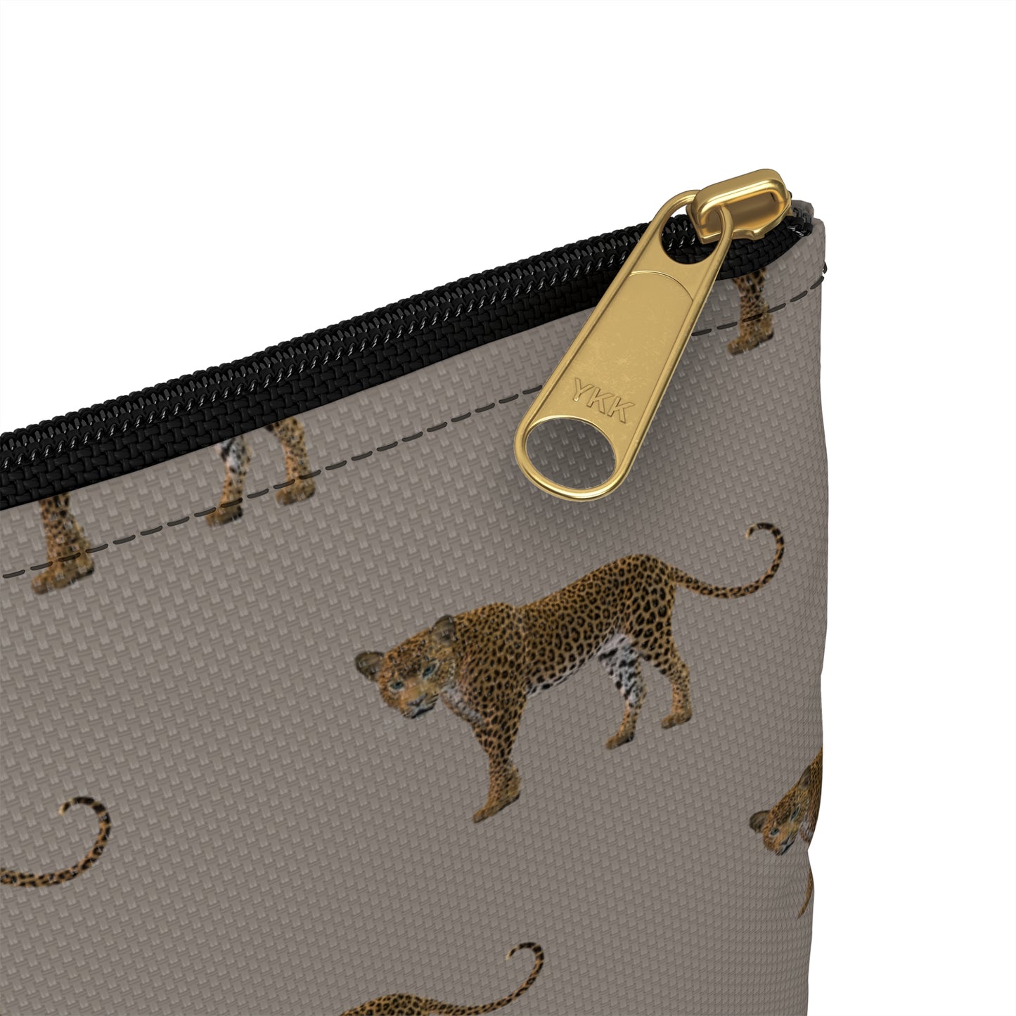 Leopards on Taupe Accessory Pouch | Neutral Meets Fierce