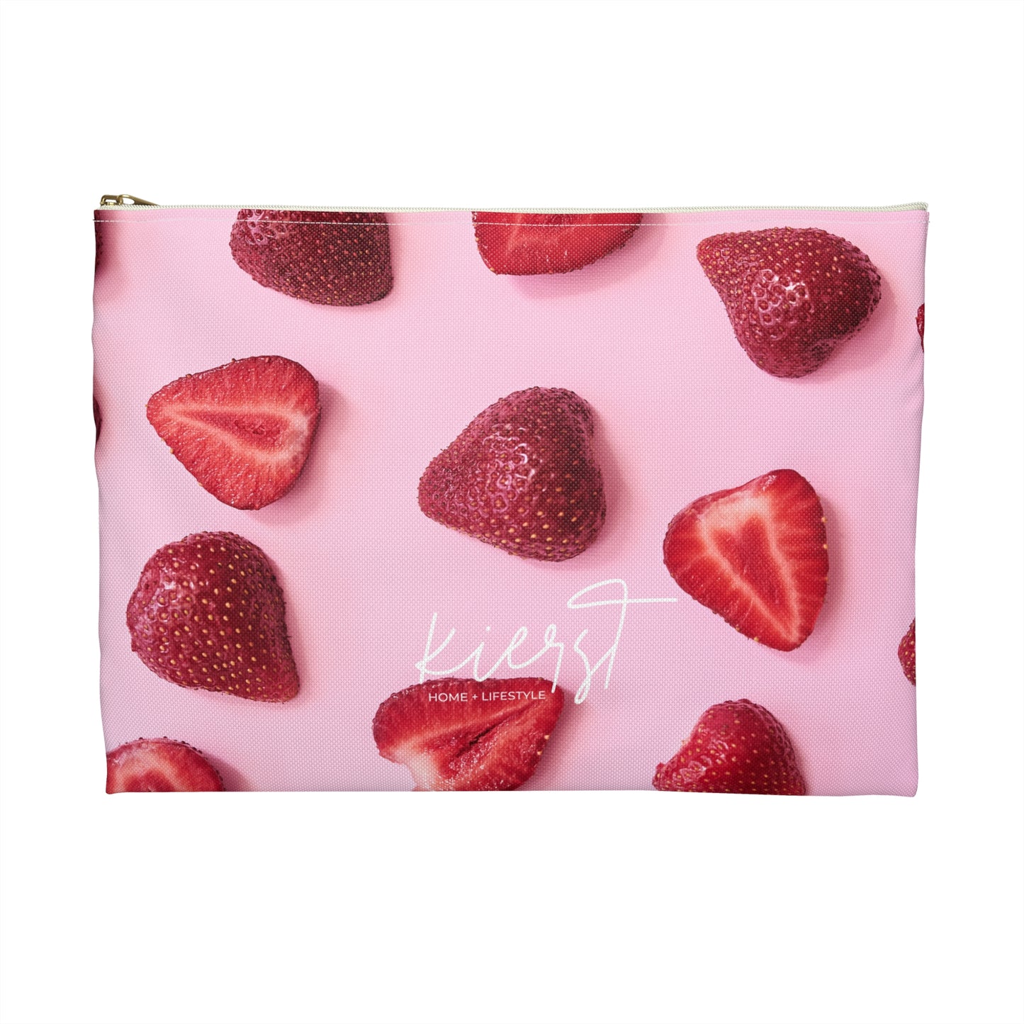 Strawberries Accessory Pouch β Limited Edition Fresh Cut Print on Vibrant Pink