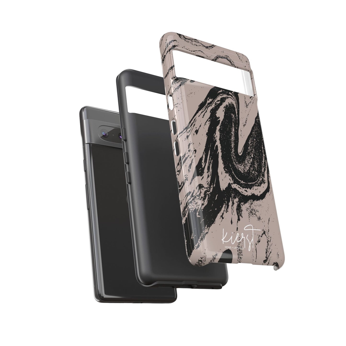 Taupe and Black Marble Google Pixel Phone Case | Artistic, Durable Protection For Your Pixel