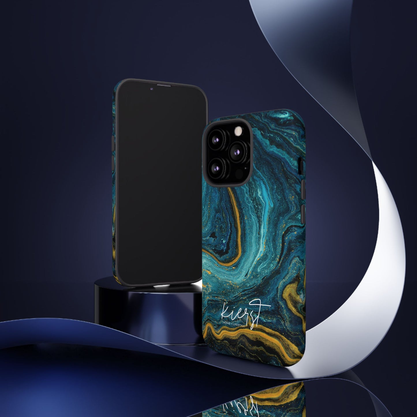 Gold & Teal Marble iPhone Case | Swirled Boldness, Everyday Luxury