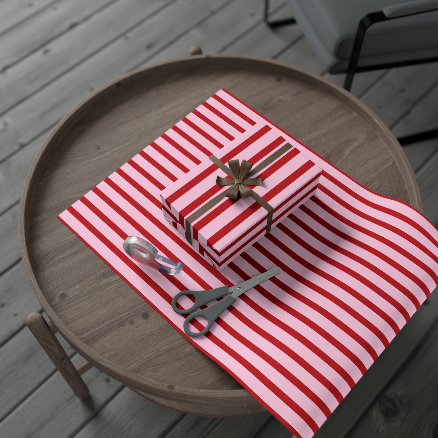 Pink and Red Horizontal Striped Wrapping paper