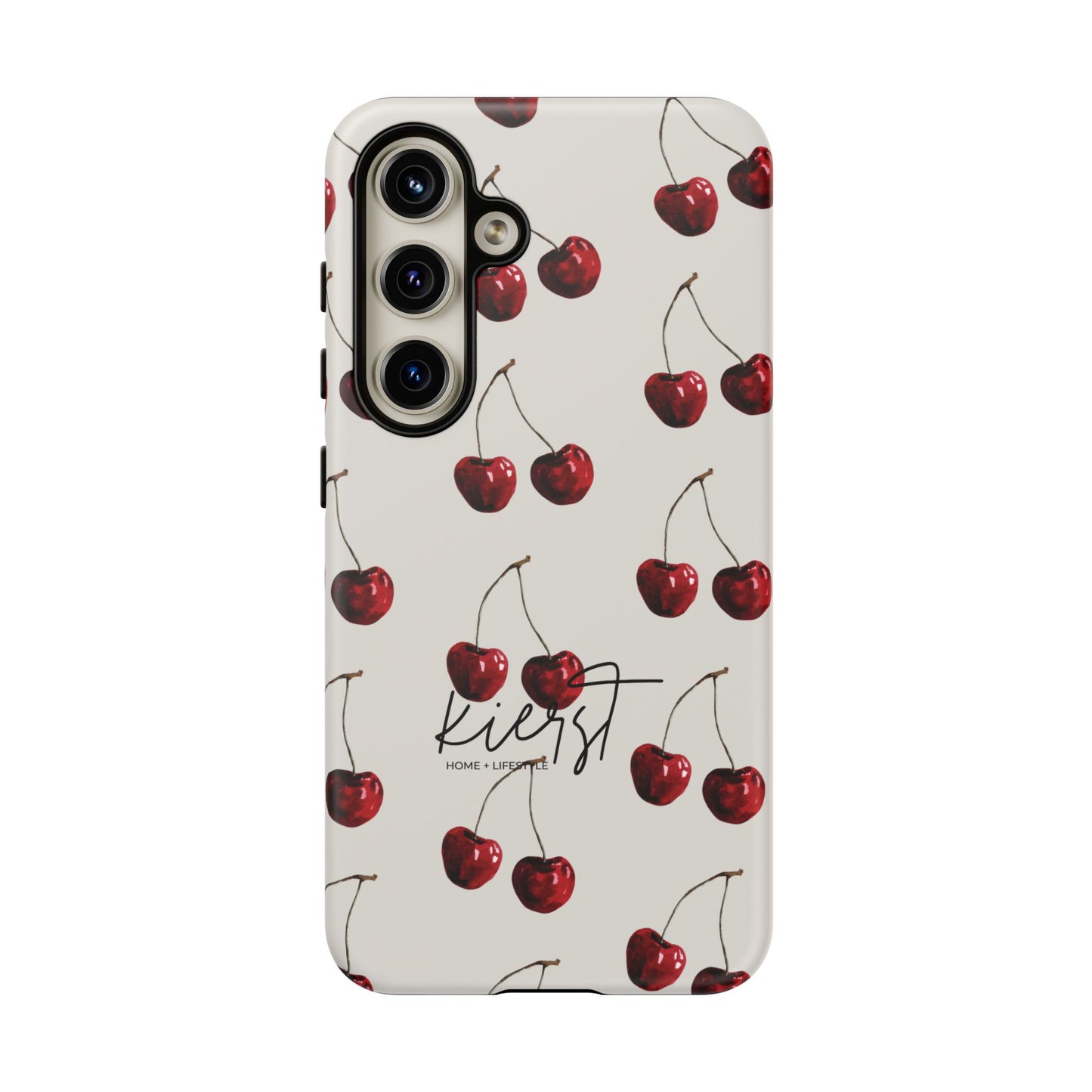 Moody Cherry Stems on White Bone Samsung Galaxy Case | Understated Luxury With A Playful Bite