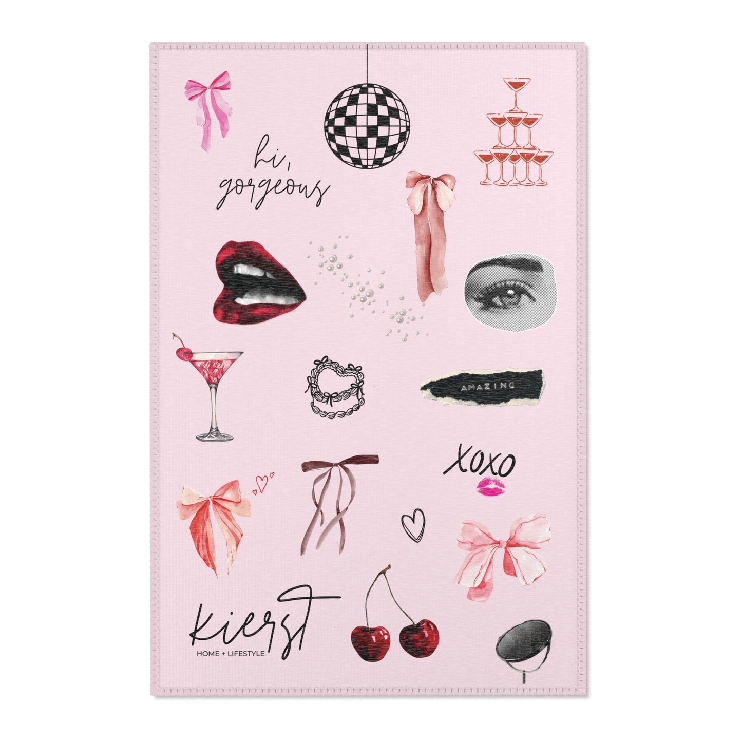 Edge of Romance Area Rug – Portrait Pink Collage Design