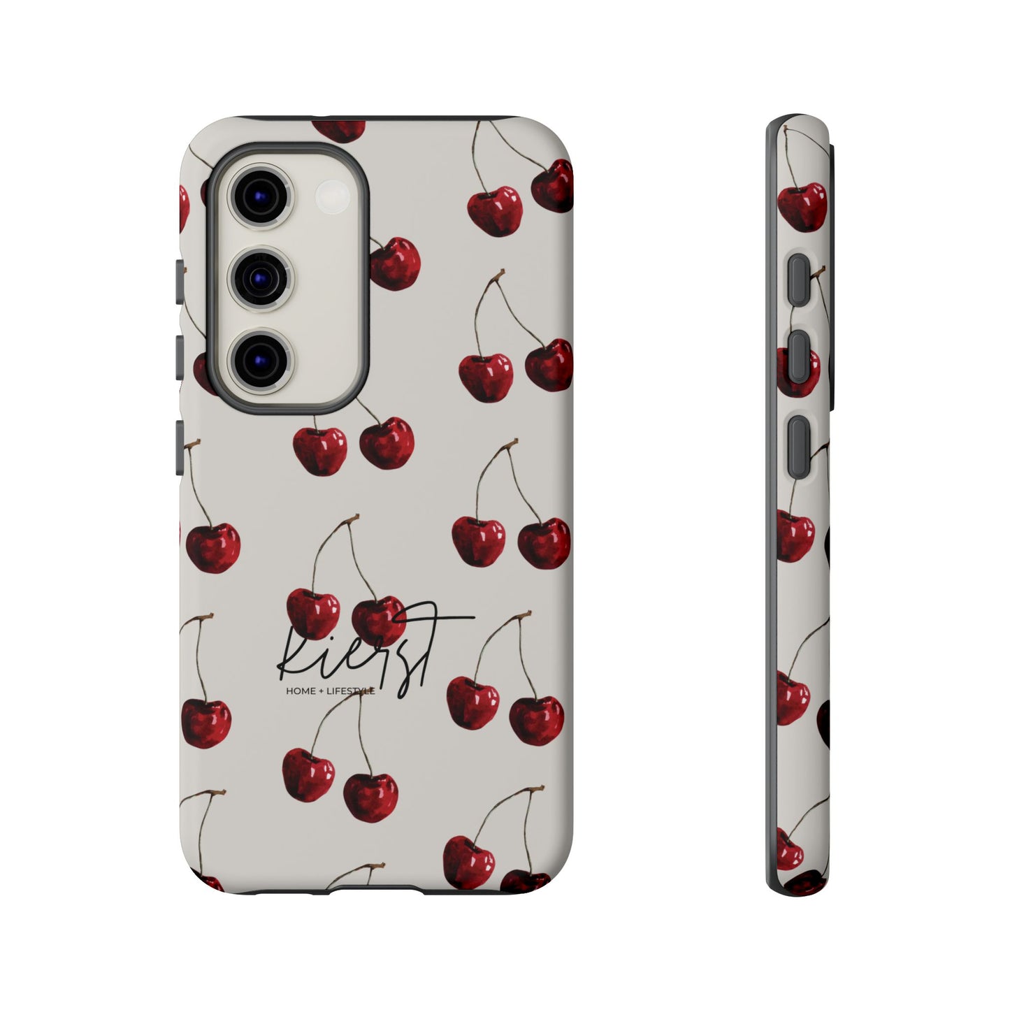 Moody Cherry Stems on White Bone Samsung Galaxy Case | Understated Luxury With A Playful Bite