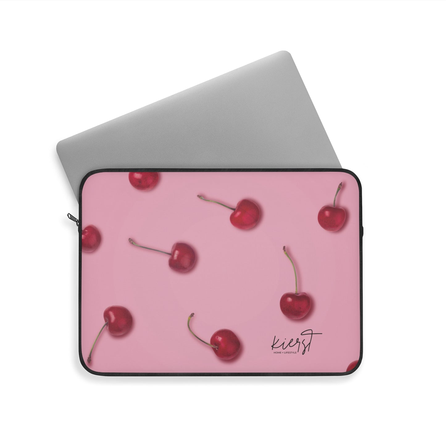 Cherries Laptop Sleeve | Pink Tech Accessory with Bold Fruit Print