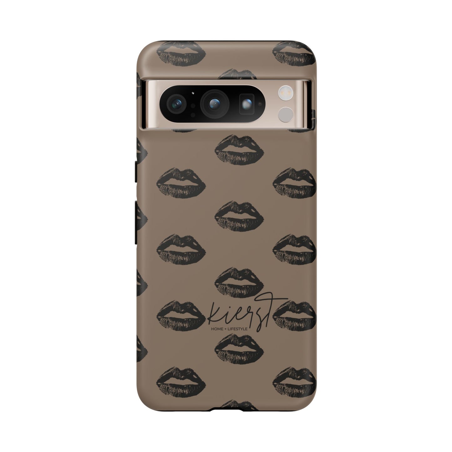 Black Lips on Mocha Google Pixel Phone Case | Soft Edge, Bold Energy