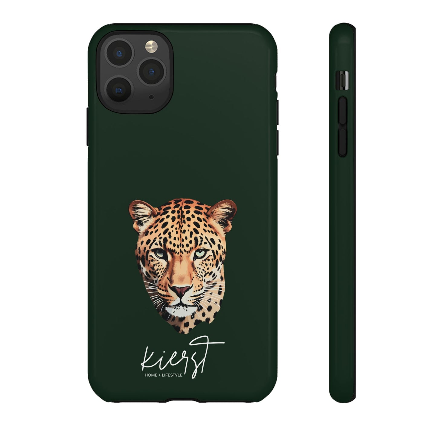 Leopard Head on Signature Midnight Pine iPhone Case | Designed to Stand Out