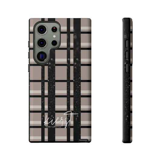 Taupe, Cream, and Black Plaid Samsung Galaxy Case