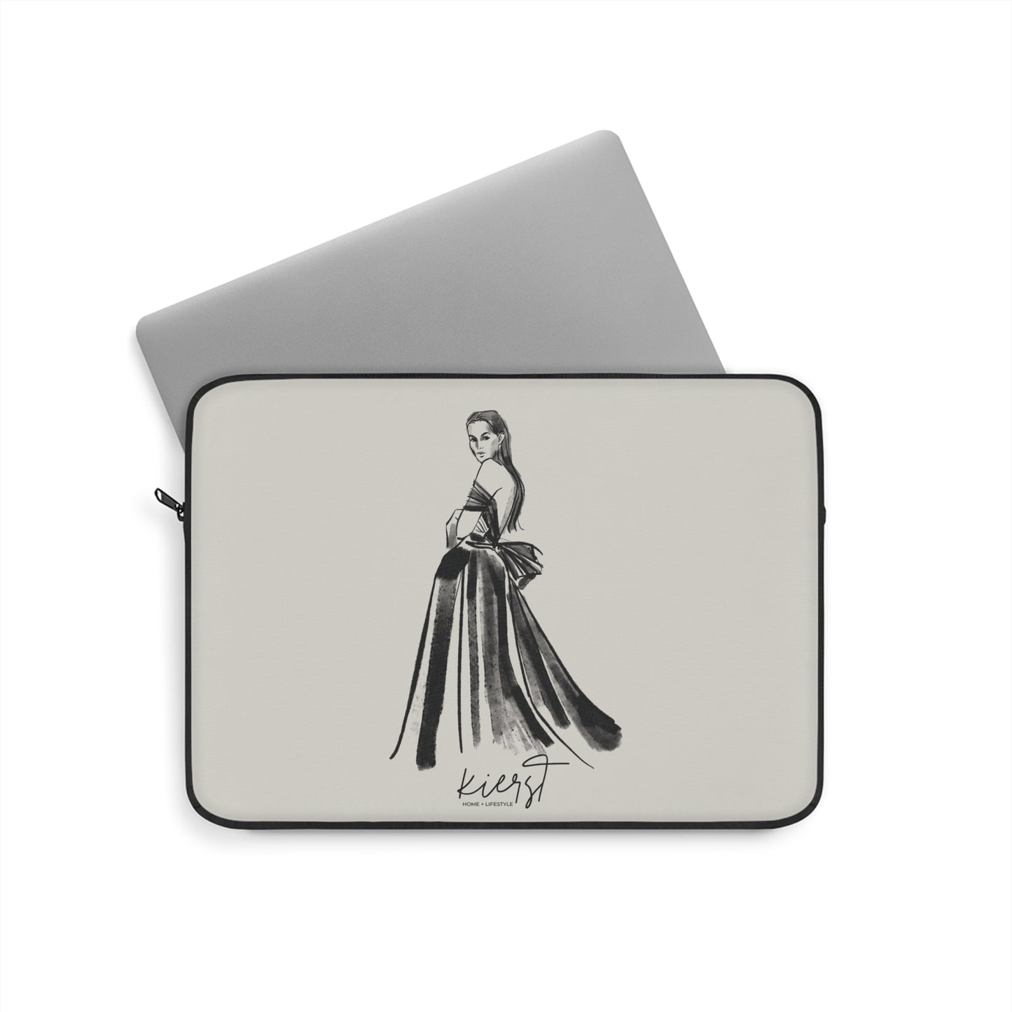 Elegant Evening Gown Sketch Laptop Sleeve | Fashion Illustration for Work & Travel