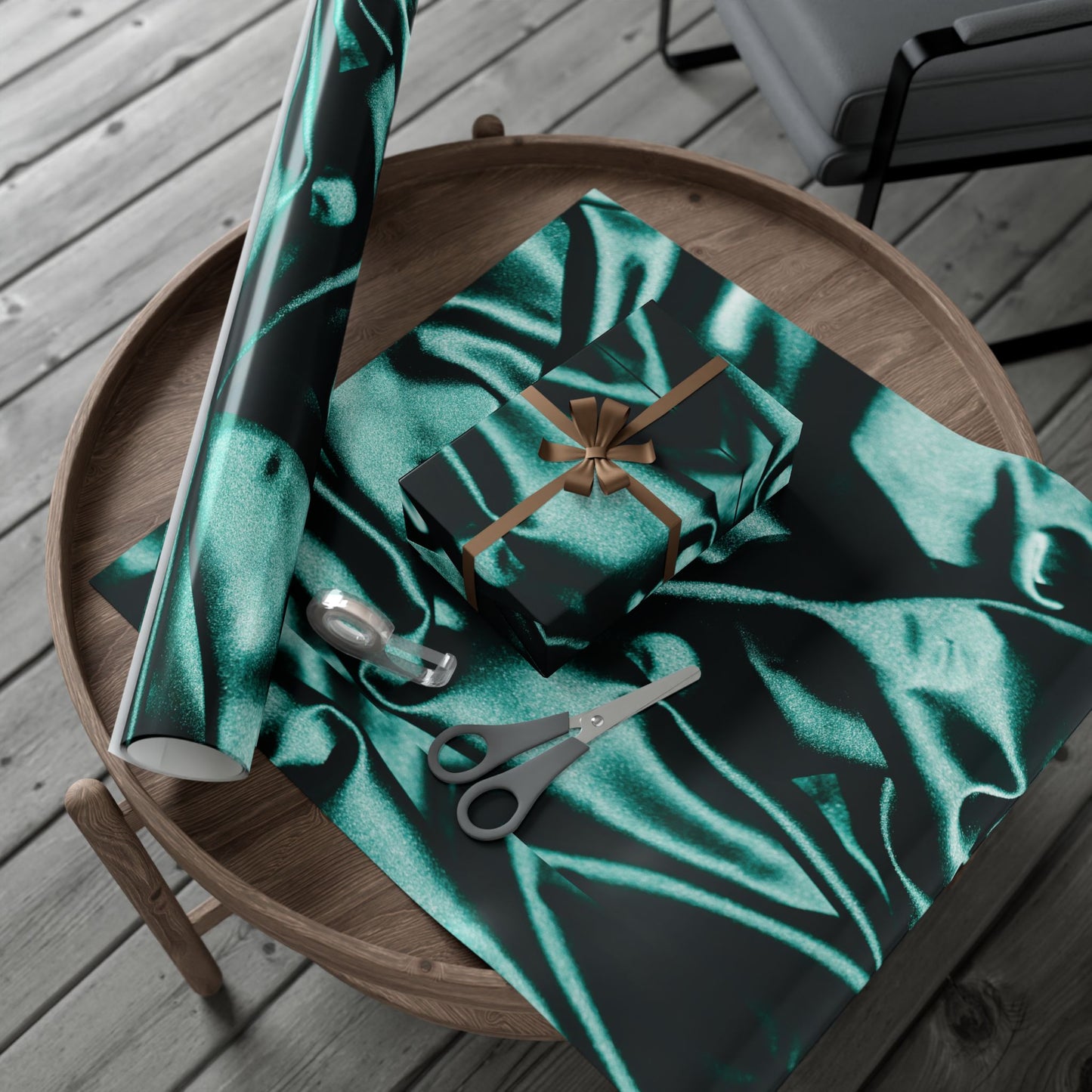 Emerald Satin Print Gift Wrapping Paper