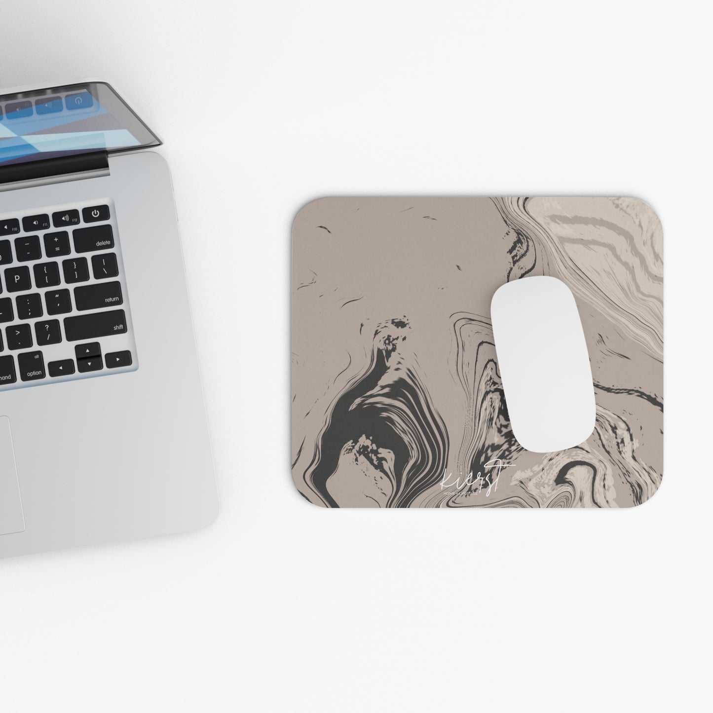 Cream, Grey, and Taupe Marble Mouse Pad | A Calm Swipe of Style