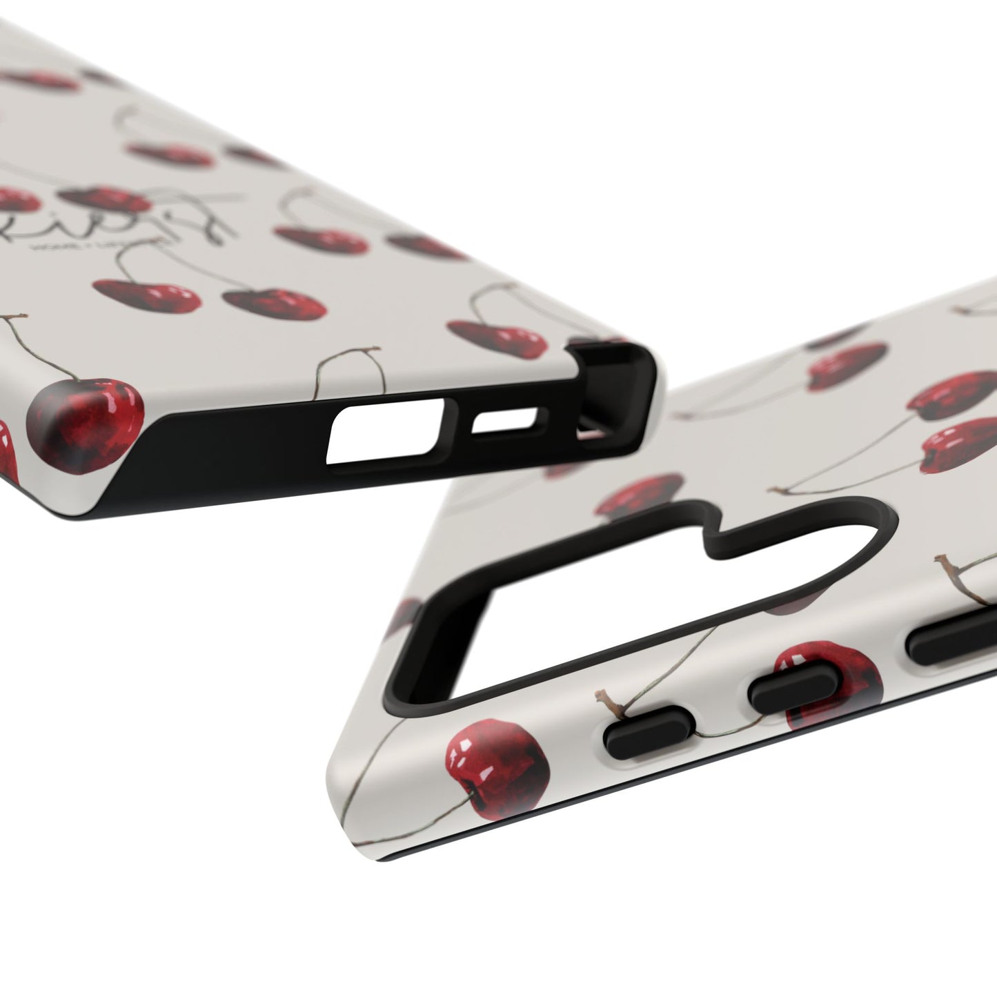 Moody Cherry Stems on White Bone Samsung Galaxy Case | Understated Luxury With A Playful Bite
