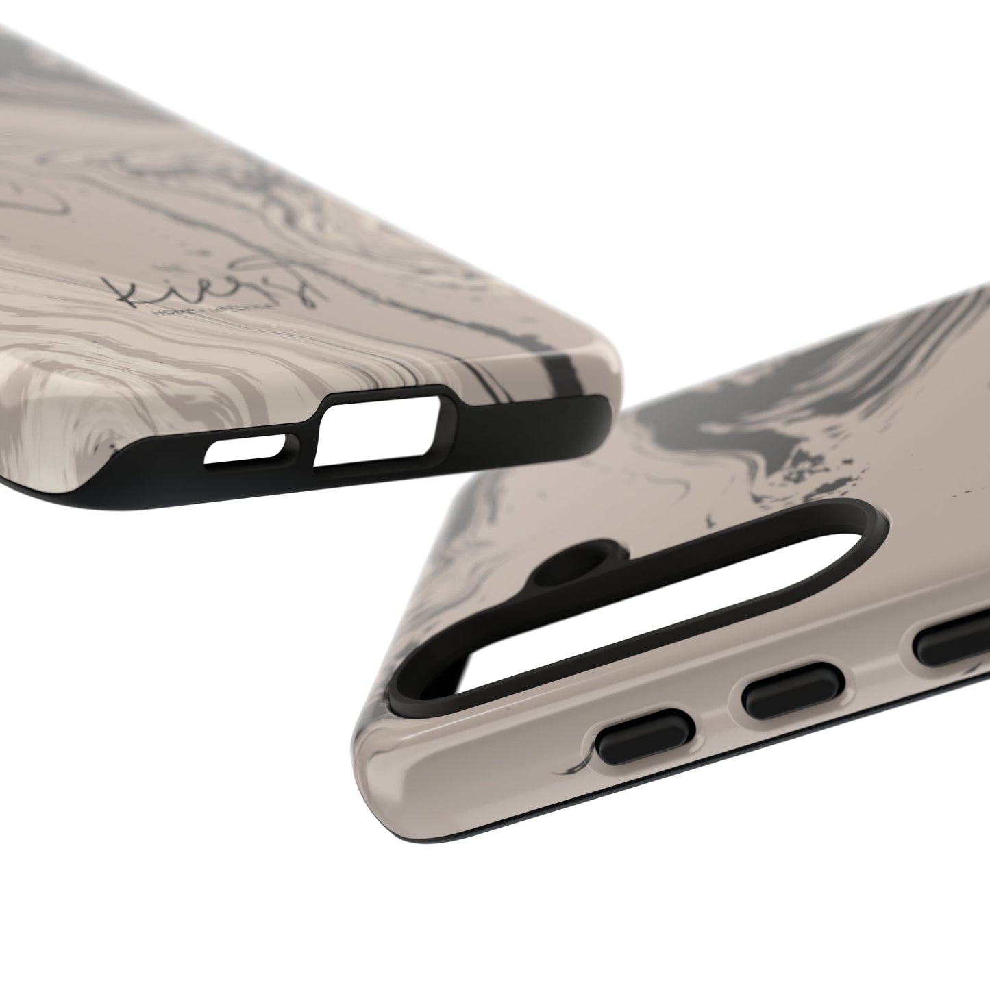 Cream, Grey, and Taupe Marble Samsung Galaxy Phone Case | Rich Swirls, Neutral Motion
