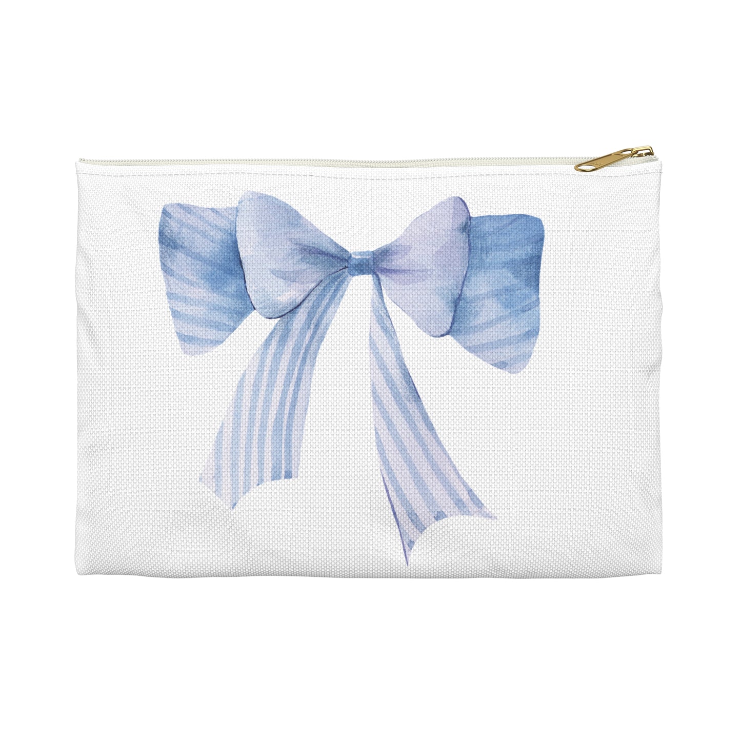 Blue Watercolor Bow Accessory Pouch β Printed Ribbon Detail with Everyday Elegance